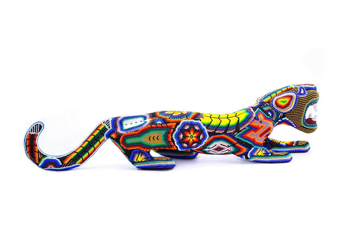 Jaguar Acecho - Obra de Arte Huichol