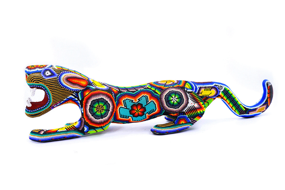 Jaguar Acecho - Obra de Arte Huichol