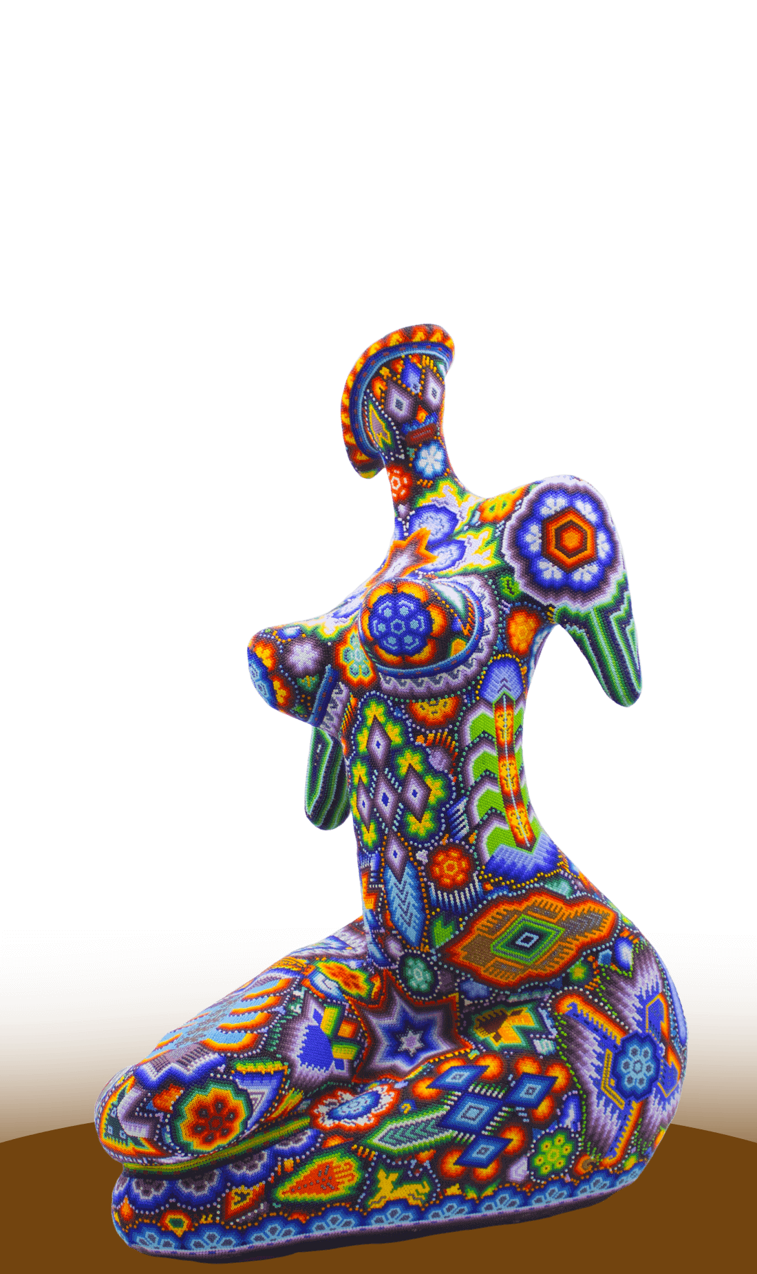 Figura de torso de afrodita con chaquira con colores tradicionales