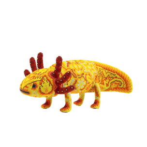 Axolotl sculpture with yellow beads