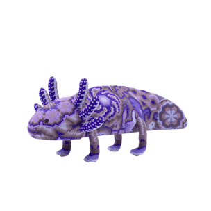 Axolotl sculpture with purple beads