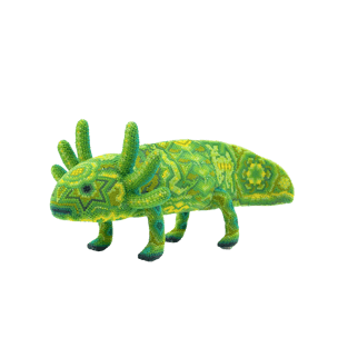 Axolotl sculpture with green beads