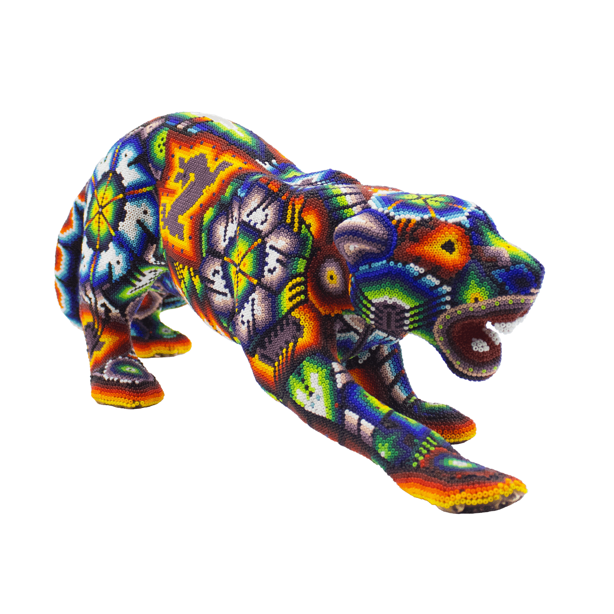 Figura de jaguar huichol tradicional venado